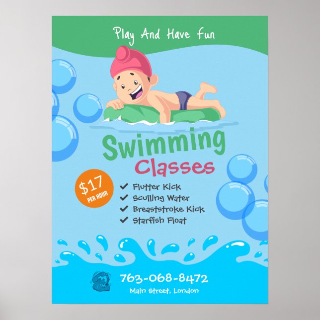 Kids Swimming Classes Poster (Framsidan)