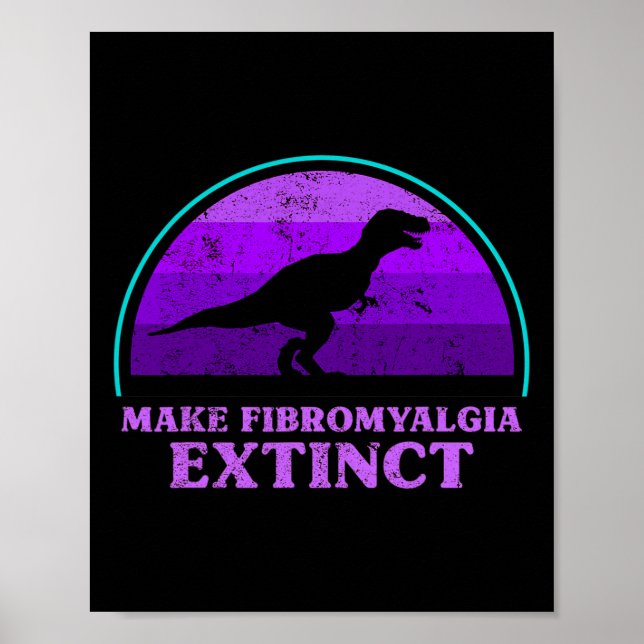 Kids T Rex Dino gör att Fibromyalgia Utdödar Aware Poster (Framsidan)