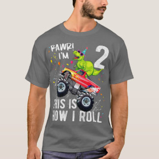 Kids T Rex Dinosaur Monster Lastbil 2:a födelsedag Shirt