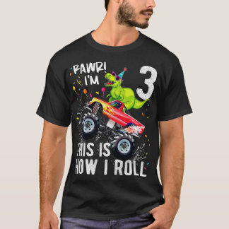 Kids T Rex Dinosaur Monster Lastbil 3:e födelsedag T Shirt