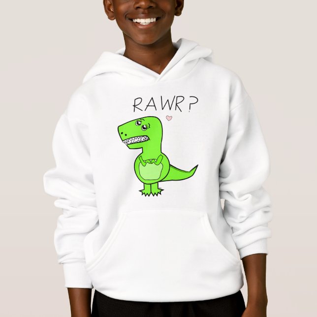 Kids T-Rex Hoodies Tee Shirt (Framsida)