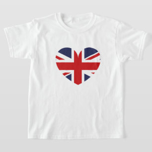 Kids T-shirt-British Flagga Heart T Shirt