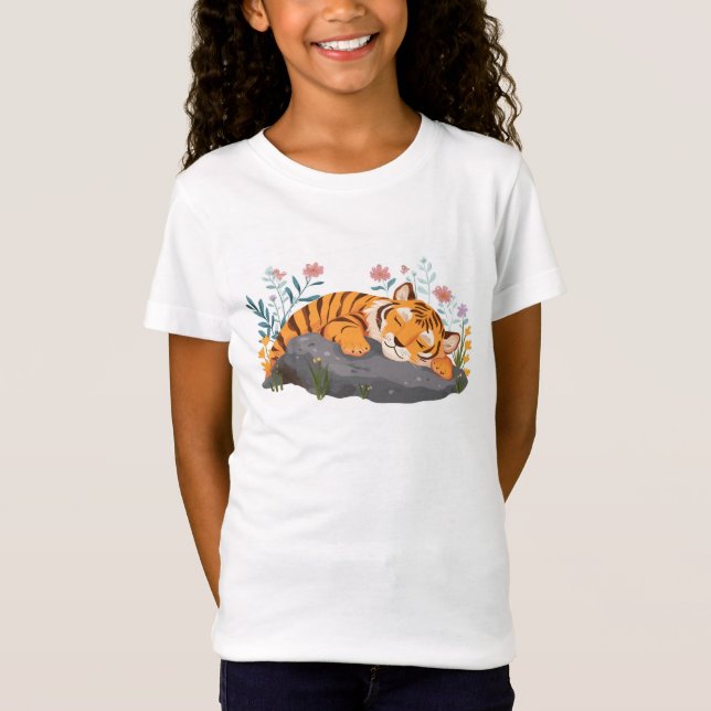 Kids T-Shirt Cute Sleeping Tiger (Framsida)