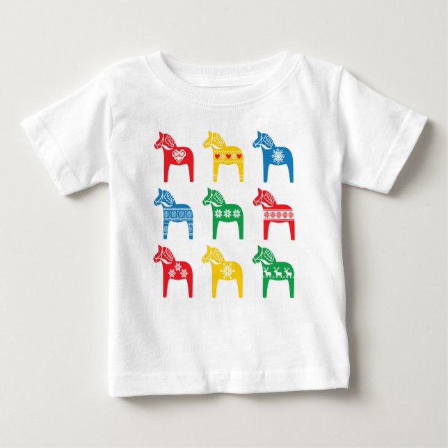 KID'S T-SHIRT DALA HORSE CUSTOM NAME (Framsida)