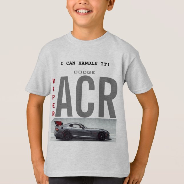 KIDS T-SHIRT GRÅTT FÄRG "DODGE VIPER THEME" (Framsida)