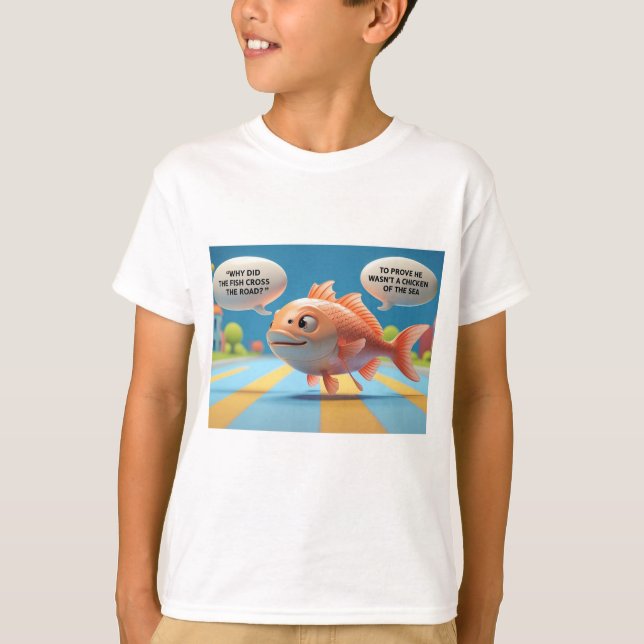 Kids T-Shirt med Funny Fish Riddle (Framsida)
