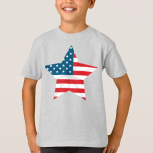 Kids T-Shirt-Patriotic Flagga Star T Shirt