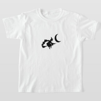 Kids T-Shirt-Whitch onBroom Scary Spider on Back T Shirt