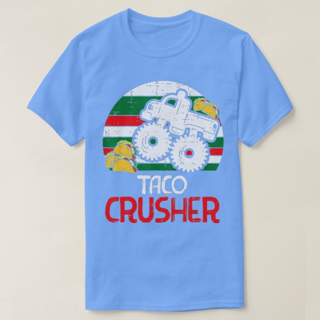 Kids Taco Crusher Monster Truck Toddler Boys Cinco T Shirt (Design framsida)