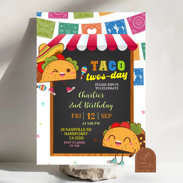 Kid's Taco Twosday Birthday invitation Inbjudningar (Skapare uppladdad)