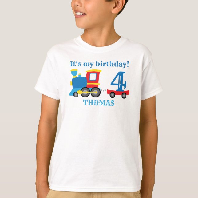 Kids Tåg Birthday Boy T Shirt (Framsida)