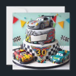 KIDS TÄVLING CAR LEKSAK BIRTHDAY CAKE KORT<br><div class="desc">ROLIGT FRAMTIDA TÄVLING CAR CHAMP! BARNS FÖDELSEDAG LAGRAR KÖR SIG FRAMÅT PÅ KORTET. HELT REDIGERBAR KOPIERING PÅ BAKGRUNDEN.</div>
