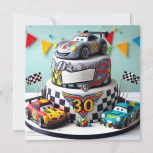 KIDS TÄVLING CAR LEKSAK BIRTHDAY CAKE KORT