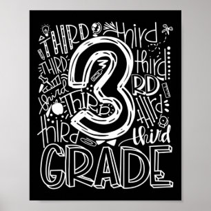 Kids Teacher Back to school 3:e tredje Klass Typog Poster