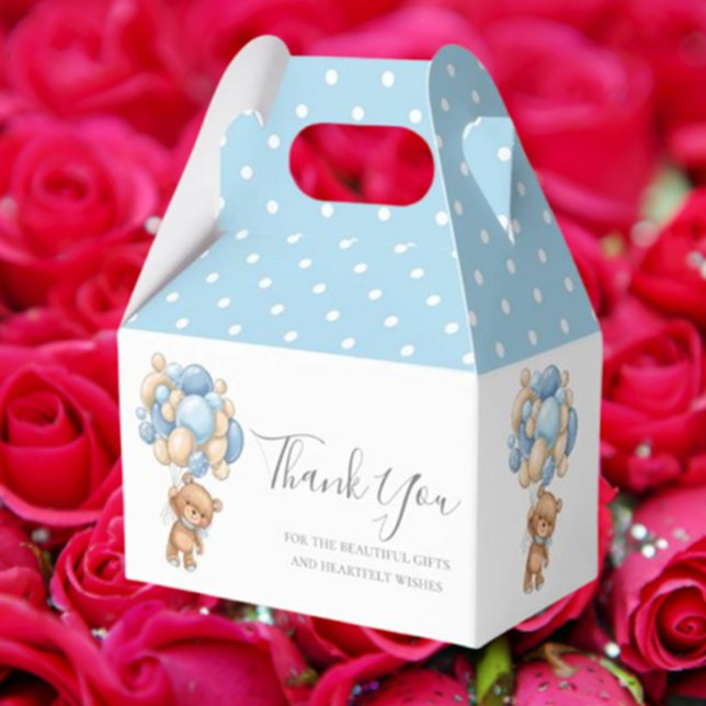 Kids Teddy Balloon Blue Favor Box Presentaskar (Delight your little ones with our Kids Teddy Balloon Blue Favor Box! )