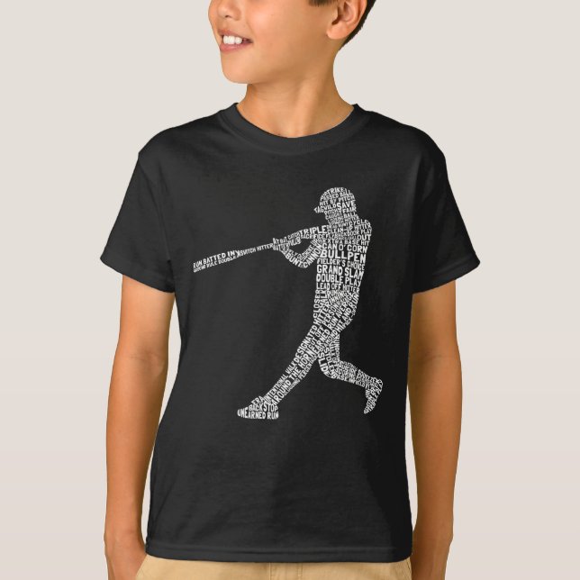 Kids Tee i Typografiska baseball-spelare Shirt (Framsida)