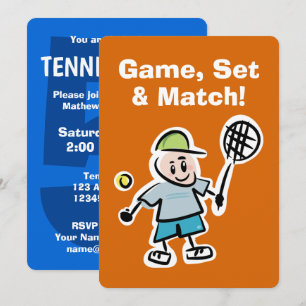 Kids tennis Födelsedagsfest inbjudan med tecknad