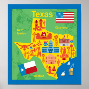 Kids Texas Karta Poster