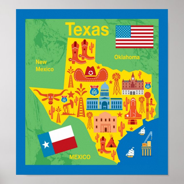 Kids Texas Karta Poster (Framsidan)