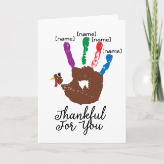 Kids Thanksgiving Handprint Turkey Gratitude Helgkort