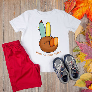Kids Thanksgiving Kalkon Tacksam Fredstecken T Shirt
