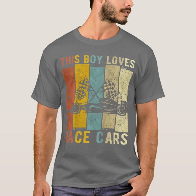 Kids This Boy Loves Race s Boys Racing s T Shirt (Framsida)