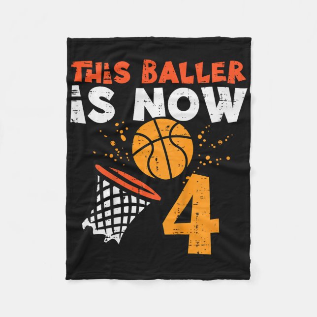 Kids This Ller Is Now 4 Sketll 4th Birthday Bday B Fleecefilt (Framsidan)