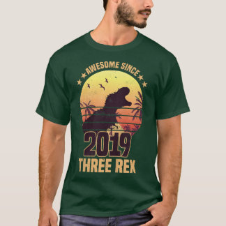 Kids Three Re 3rd Birthday Dinosaur 3 year old  T Shirt