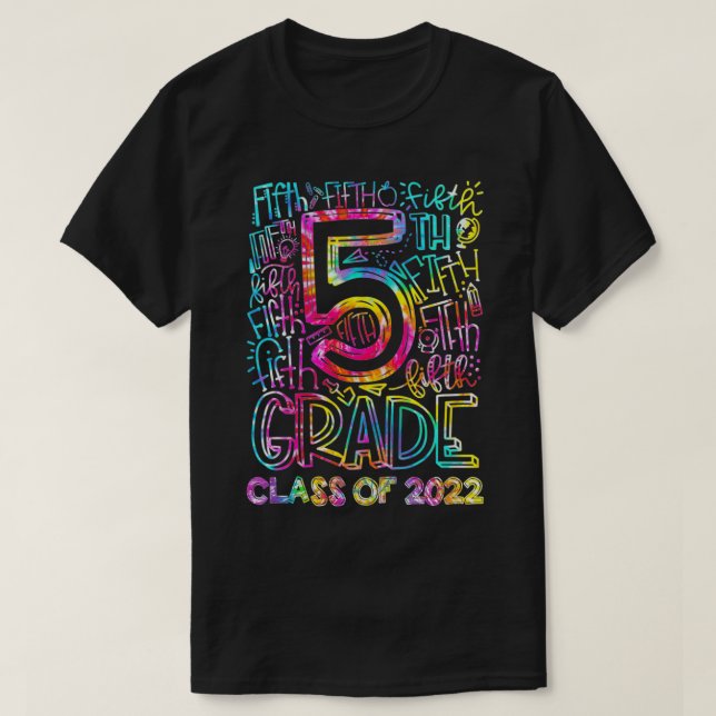 Kids Tie Dye Student 5th Klass Senior Studenten T Shirt (Design framsida)
