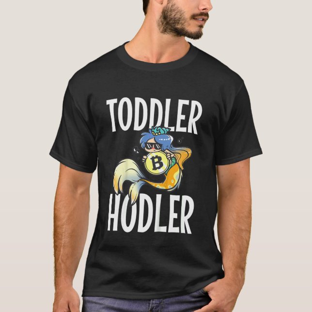 Kids Toddler Hodler Bitcoin Mermaid with Sunglasse T Shirt (Framsida)