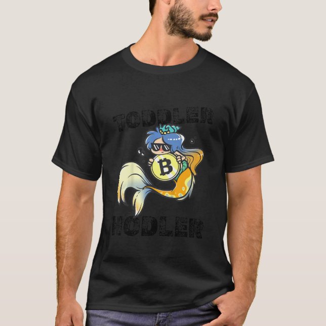 Kids Toddler Hodler Bitcoin Mermaid with Sunglasse T Shirt (Framsida)