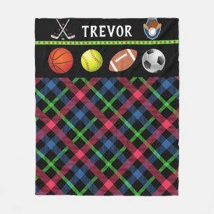 Kids Toppen Sports Tartan Personlig Fleecefilt