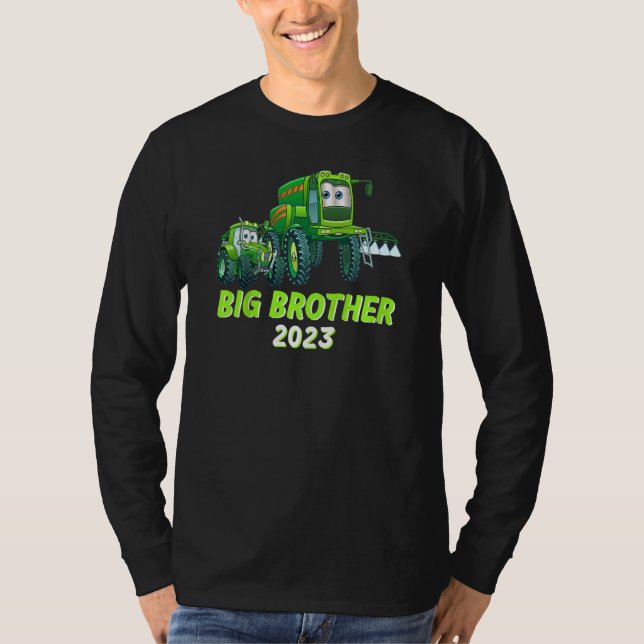 Kids Tractor Combine Harvester Big Brother Farmers T Shirt (Framsida)