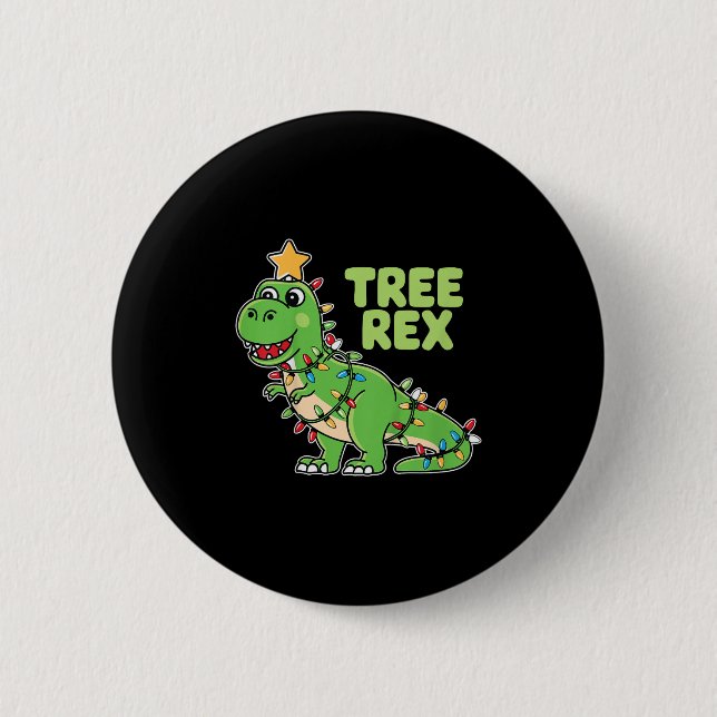 Kids Träd Rex Kids jul Dinosaur Pun Knapp (Framsida)