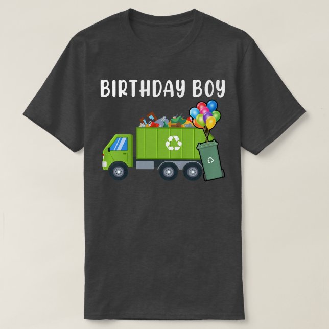 Kids Trash Bin Birthday Boy Garbage Trucks Toddler T Shirt (Design framsida)