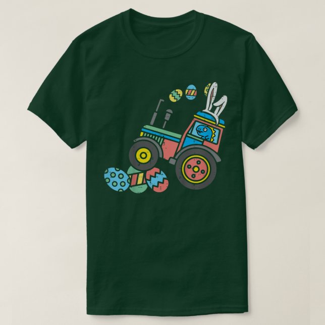 Kids Tre Bunny Tractor Crushing Eggs Påsk Boys K T Shirt (Design framsida)