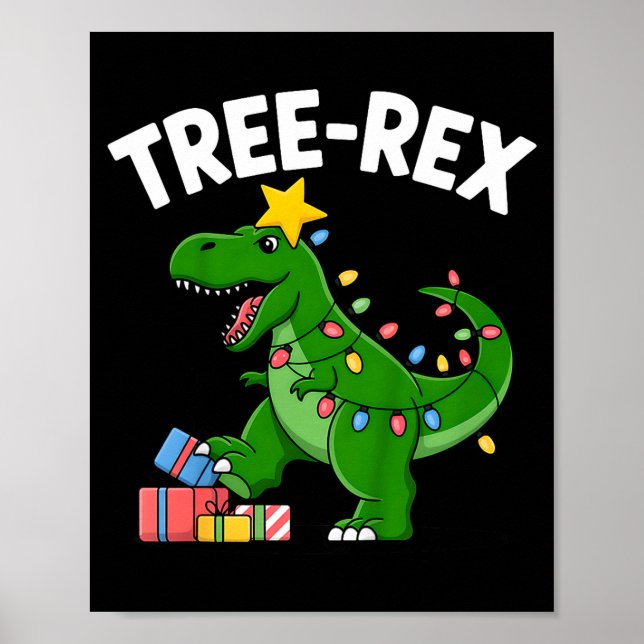 Kids Tree-rex Christmas Dinosaur T-rex Shirt Toddl Poster (Framsidan)