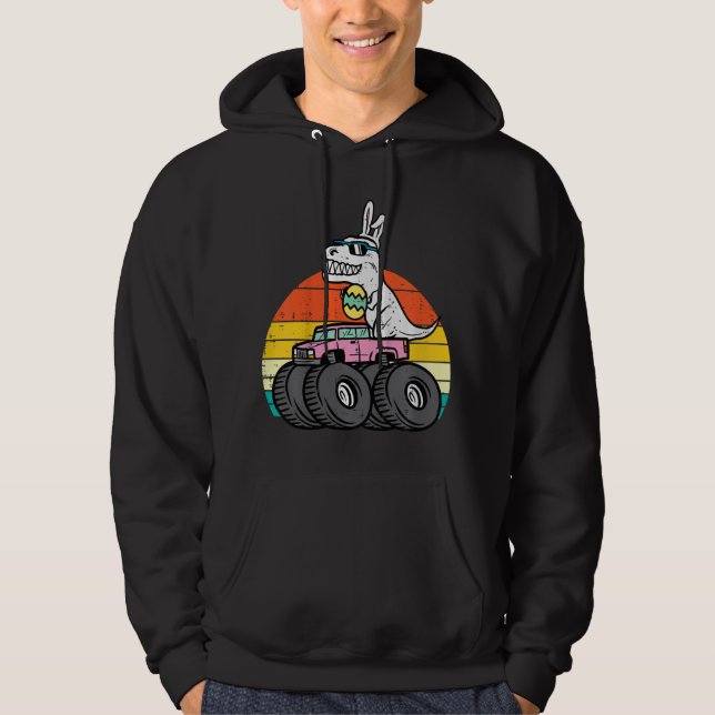 Kids Trex Bunny Egg på Monster Lastbil Påsk Boys K Hoodie (Framsida)