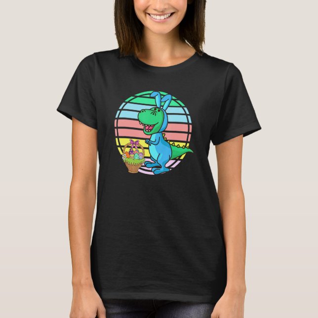 Kids Trex Dinosaur Påsk Outfit Påsk Basket Egg T Shirt (Framsida)