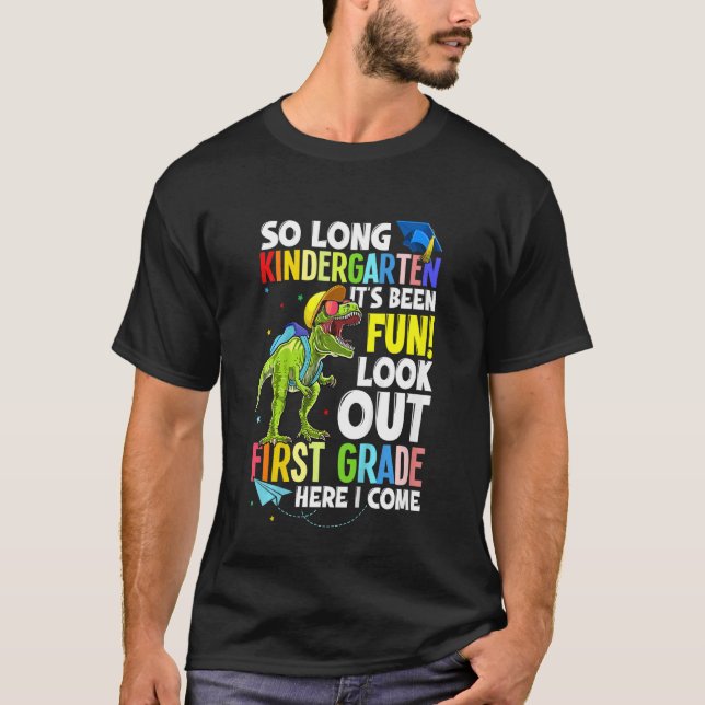 Kids Trex Dinosaur så Long Kindergarten här, IT.co T Shirt (Framsida)