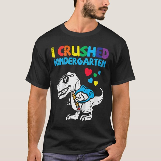Kids Trex I Crused Kindergarten Dino Gra T Shirt (Framsida)