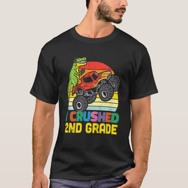 Kids Trex Monster Lastbil I krossade andra Klass s T Shirt (Framsida)