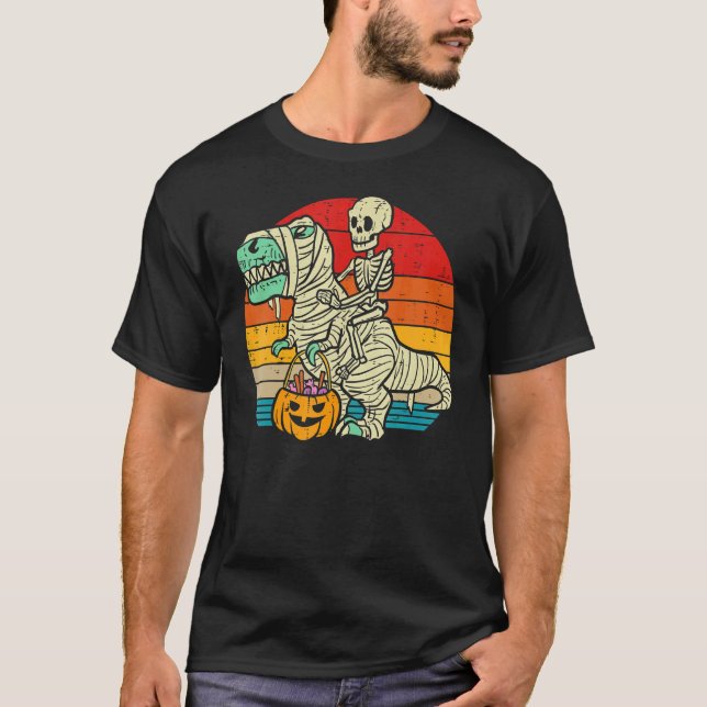 Kids Trick Rawr Treat Skeleton Trex Dino Småbarn H T Shirt (Framsida)