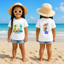 Kids Tropical Surfing Paddling Personalized T Shirt