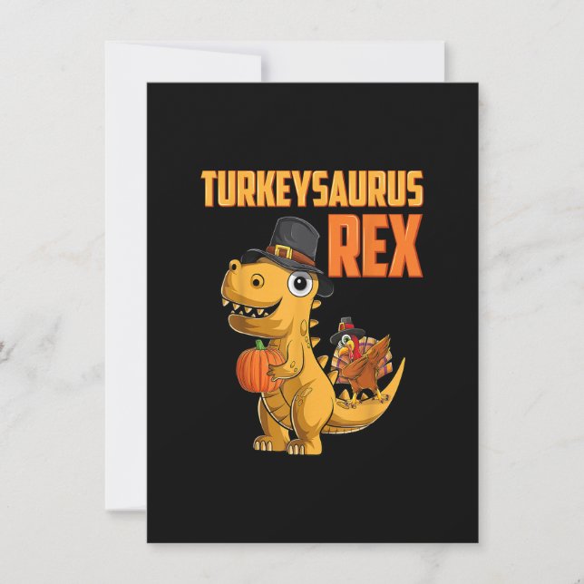 Kids Turkeysaurus Rex Turkey Dino Småbarn Boys Tha Inbjudningar (Framsida)