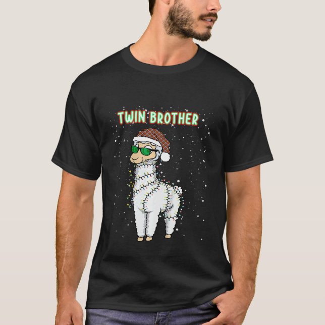 Kids Twin Brother Llama Älskare matchande jul T Shirt (Framsida)