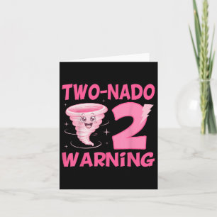 Kids Two-nado Warning 2:a födelsedag Rosa Tornado Kort