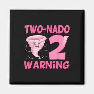 Kids Two-nado Warning 2:a födelsedag Rosa Tornado Magnet