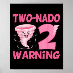 Kids Two-nado Warning 2:a födelsedag Rosa Tornado Poster