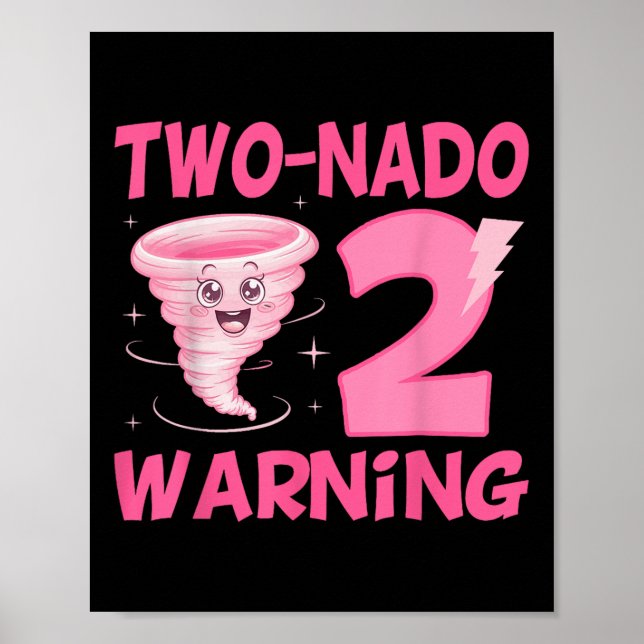 Kids Two-nado Warning 2:a födelsedag Rosa Tornado  Poster (Framsidan)